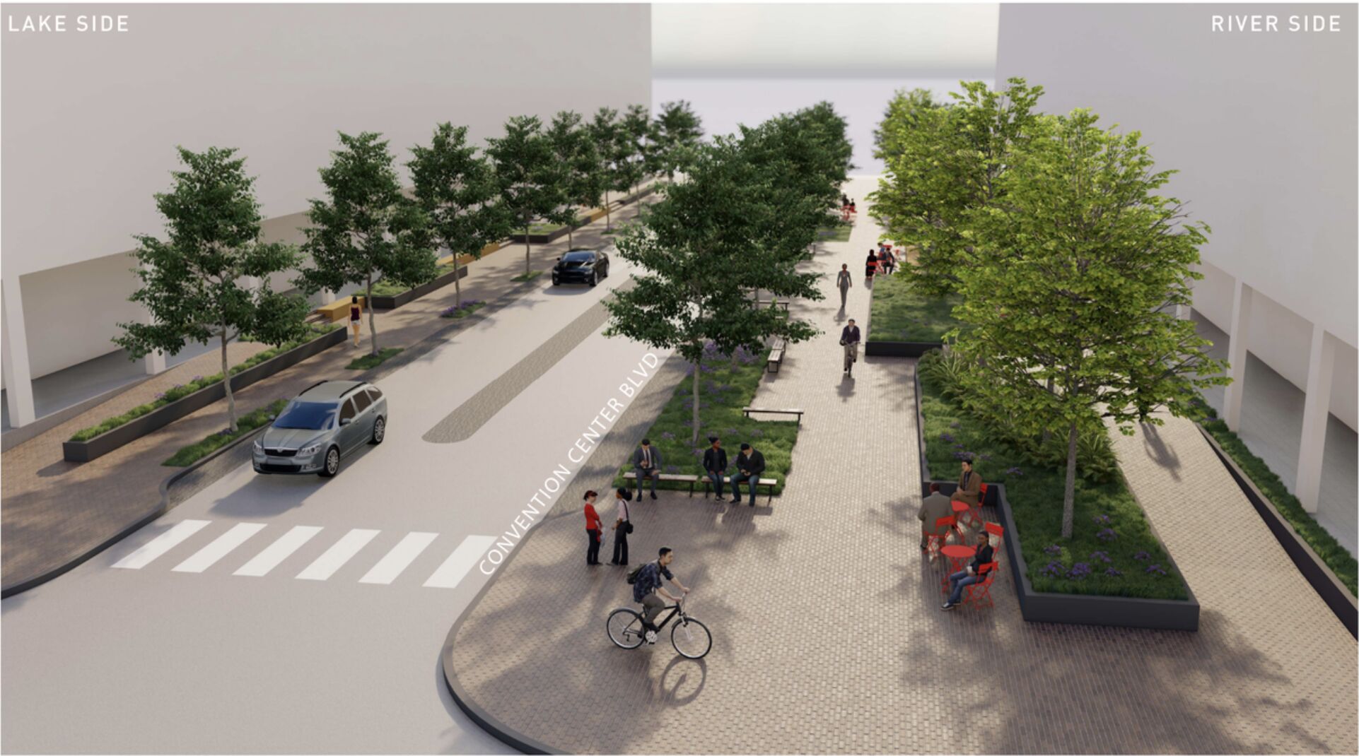 Rendering of bike and transportation infrastructure